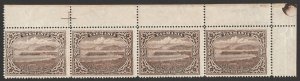 TASMANIA 1899 Pictorial 3d strip Printer's guide & screw head, wmk TAS. MNH **.