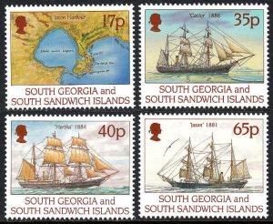 South Georgia 194-197,MNH.Capt.Larsen's First Voyage to South Georgia.Ships,1994