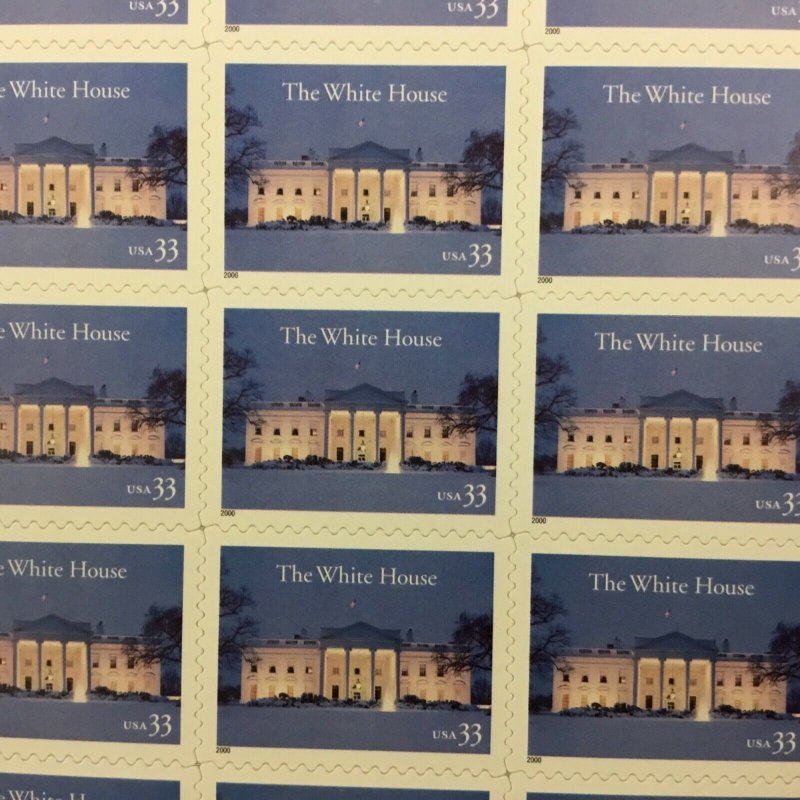 3445 The White House 200 Anniversary MNH  33 c sheet of 20 FV F$6.60  2000