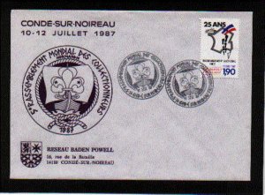 France, 10-12/JUL/87 Scout cancel on Baden Powell Cachet cover. ^