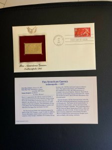 US FDC Stamps Scott 22K Gold Plated pan American games 1987