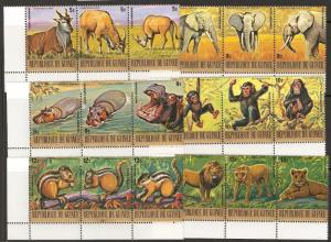 GUINEA SG966/83 1977 (AIR) ENDANGERED ANIMALS MNH