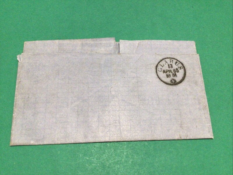 Switzerland Schwanden Canto Clarus 1865 Entire Cover A21500