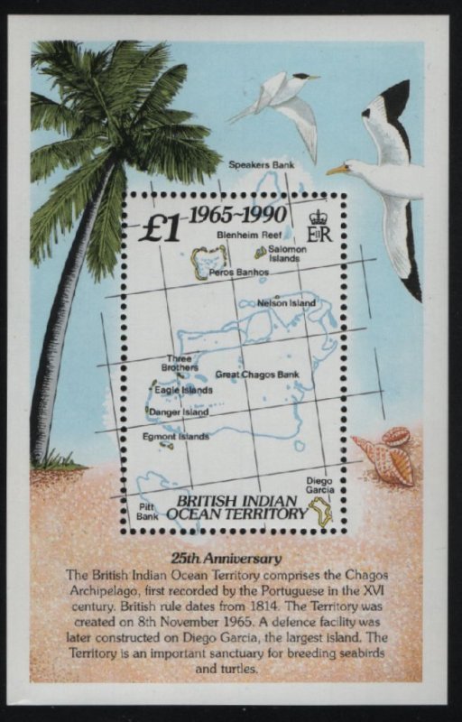 BIOT 1990 MNH Sc 110 1pd Map of British Indian Ocean Territory Sheet