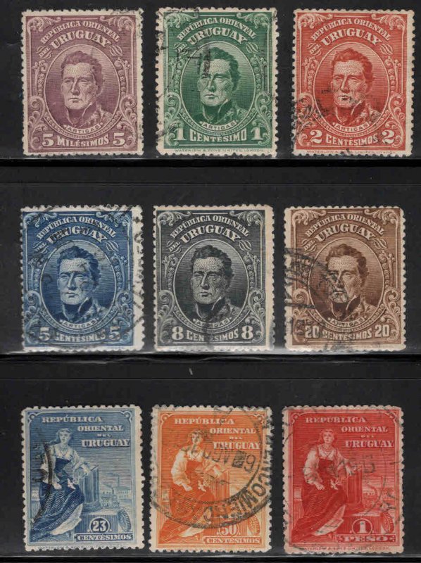 Uruguay Scott 187-195 Used 1910 set