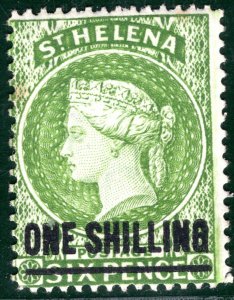 ST HELENA QV Classic Stamp SG.45 1s Yellow-Green (1894) Mint MM Cat £65 RBLUE118