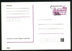 Czechoslovakia   Imprinted Postcard   Mint violet PD
