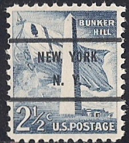 1034 2 1/2 cent 1959 precancel Bunker Hill, VF used