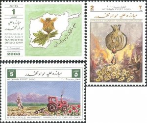 Afghanistan 2003 MNH Stamps Scott 1396-1398 Fight Against Drugs Tractor Map