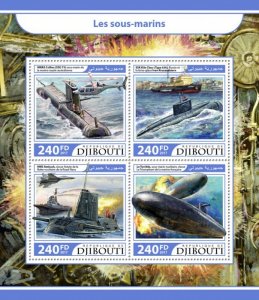 DJIBUTI - 2017 - Submarines - Perf 4v Sheet - Mint Never Hinged