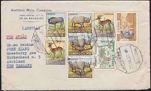 ANGOLA 1955 cover Sa Da Bandeira to New Zealand - great franking...........A6425