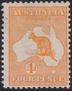 Sc# 6 Australia 1913 Kangaroo and Map 4 pence issue MLMH CV $150.00