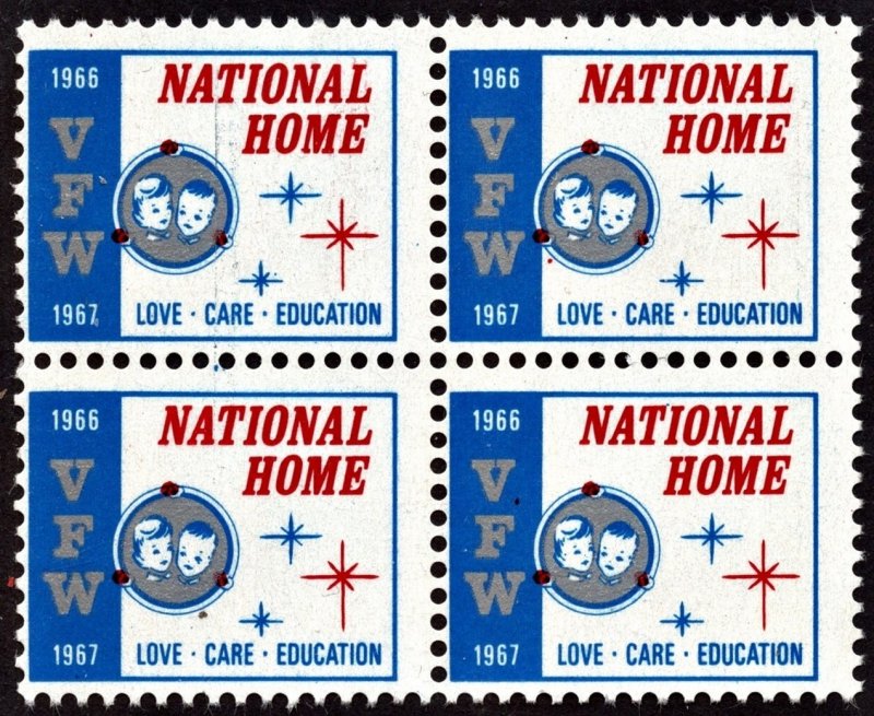 VFW National Home Block of Four (1966-67) MNH