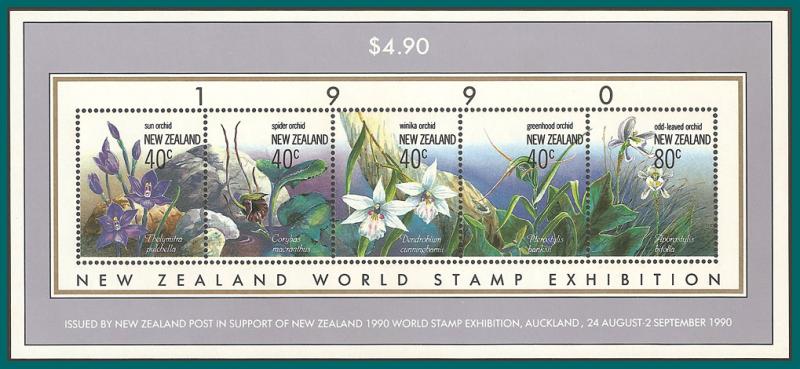 New Zealand 1990 Native Orchids, MS, MNH  #986,SGMS1547