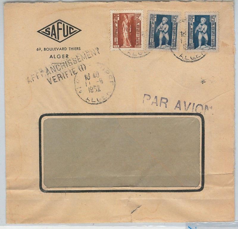 61293 -  ALGERIA - POSTAL HISTORY - COVER  to ITALY 1952