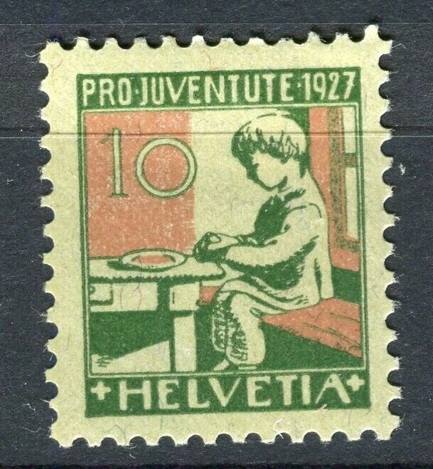 SWITZERLAND; Early Pro-Juventute issue 1927 Mint hinged 10c. value