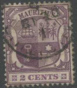 MAURITIUS Sc#129 1904-7 2c Dull Lilac & Violet Wmk. 3 Mult Crown & CA Used