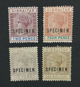 MOMEN: GIBRALTAR SG #10s,12s-14ss 1886 SPECIMEN MINT OG H LOT #191839-373