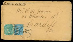 Zanzibar Scott 0A27 Gibbons 0Z27 on Cover