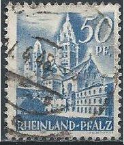 Germany 6N11 (used) 50pf Mainz Cathedral, blue (1948)