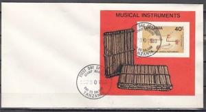 Tanzania, Scott cat. 445. Native Music Instruments s/sheet. First day cover. ^