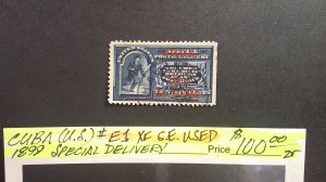 CUBA/USA 1899 Special Delivery Scott# E1 XF USED/Straight Edge Margin Copy