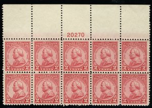 US #689 PLATE BLOCK, LARGE TOP, SUPERB mint never hinged plate block of 10,  ...