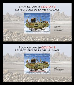 DJIBOUTI 2023 SHEET FROGS TURTLE APES MONKEYS MUSHROOMS SNAKES OWLS PANDEMIC MNH-