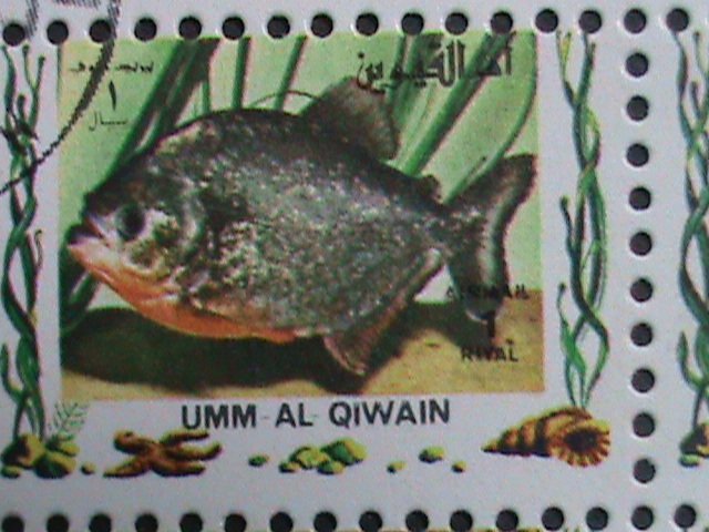 ​UMM AL QIWAIN-1973 LOVELY TROPICAL FISHES-CTO MINI SHEET VERY FINE