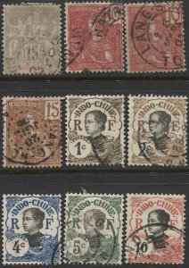 INDO-CHINA French Colonies 1900-1907 Sc 11,28-29,41-45 Used F- VF