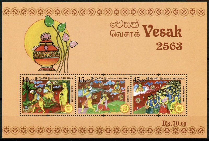 Sri Lanka 2019 MNH Vesak Day Buddha 3v M/S Buddhism Cultures Traditions Stamps