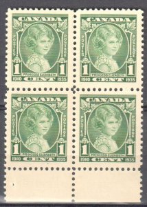 Canada #211 MINT NH Block of 4 with margin