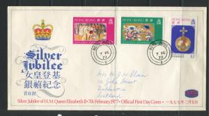 Hong Kong - Scott 335-37 - FDC Silver Jubilee- 1977 - Used - FDC Envelope