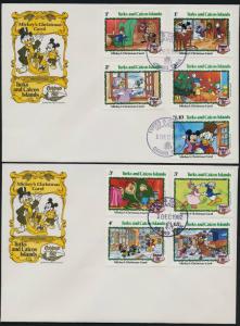 Turks & Caicos 540-9 on FDC's - Disney, Micley's Christmas Carol