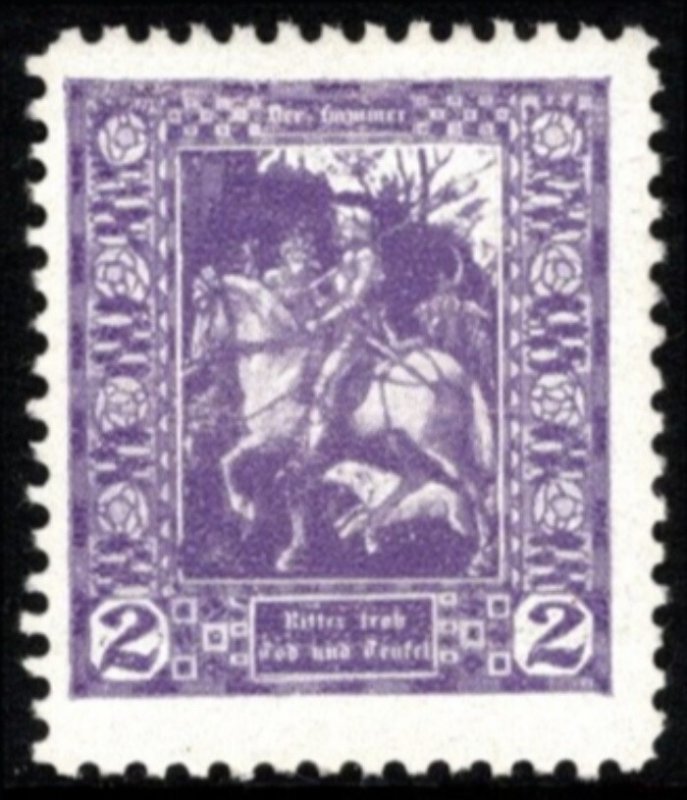 Vintage Austria Poster Stamp The Hammer. Knight's Loyalty, Death And Devil.