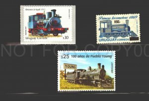 Railroad Railway train Orenstein Beyer x 3 Uruguay MNH stamps complete sets  