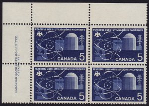 Canada - 1966 - Scott #449 - MNH plate block - Atomic Research