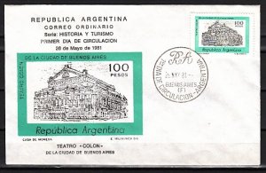 Argentina, Scott cat. 1168. Opera House definitive value. First day cover. ^