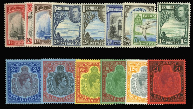 Bermuda #118-128 Cat$265.35, 1938-51 George VI, complete set, mostly lightly ...