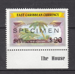 J40955 JL Stamps 1987 20$ east caribbean currency specimen st vincent MNH