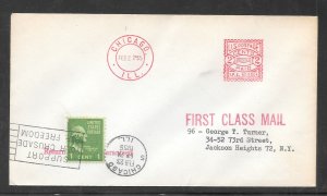 Just Fun Cover #DB9 INTER. POSTAL SUPPLY METER CHICAGO ILL. FEB/22/1955 (my2712)