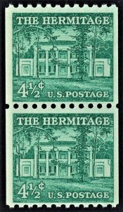 US 1059 MNH F/VF 4-1/2 Cent The Hermitage Coil Pair