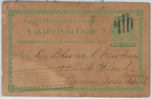 52306 - CANADA - POSTAL history  STATIONERY CARD   to ARGENTINA  to NEWBERY 1893