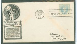 US 796 1937 3c virginia dare commemorative on an addressed fdc with an anderson cachet