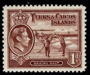 TURKS & CAICOS ISLANDS GVI SG196, 1d red-brown, M MINT.