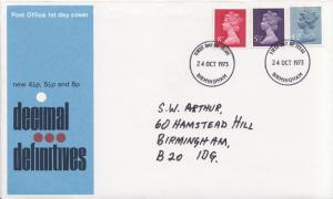 G.B.Definitive.24 Oct 1973.41/2p,51/2p,8p Machin.FDC