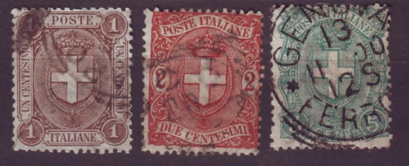 J16931 JLstamps 1896-7 italy set used #73-5 arms of savoy
