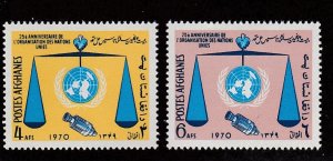 Afghanistan # 824-825, U. N. 25th Anniversary, Mint Hinged