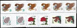 PCBstamps   US #2489-2491,2595-2597 Pair $3.84(2x6x29c)Squirrel, Pine, Rose, (2)