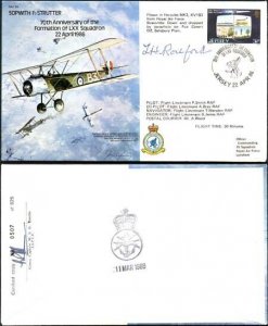 1986 Sopwith Strutter / LXX Sqd RAF Cover Signed L H Rochford (Facsimile) WW1